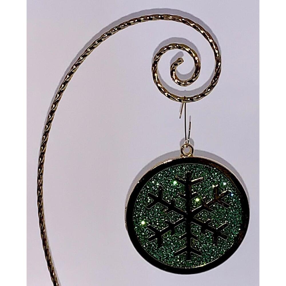 Vtg Gloria Duchin 2001 Brass Snowflake Ornament Green Sparkle Enamel Holiday